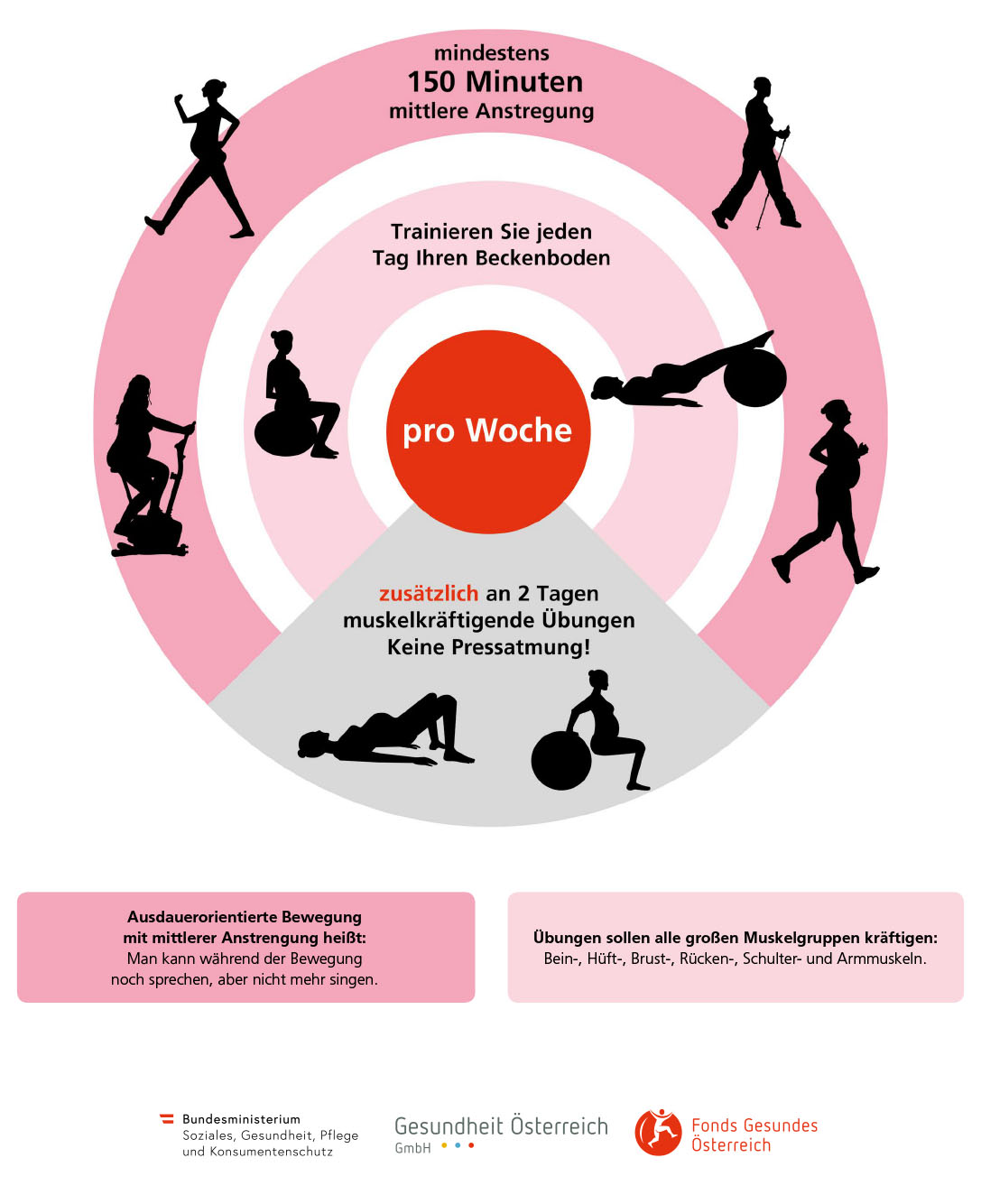 Infografik Bewegungsempfehlungen Schwangere Frauen