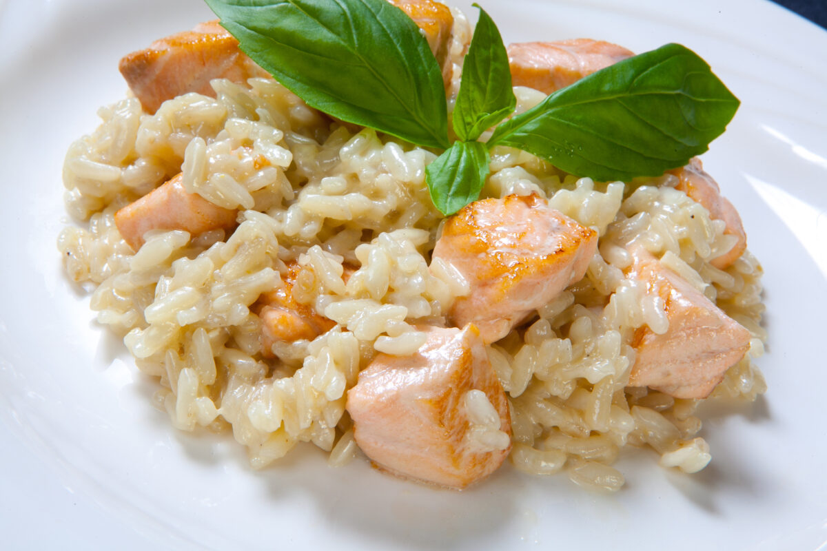 Weihnachtliches Risotto mit Lachs