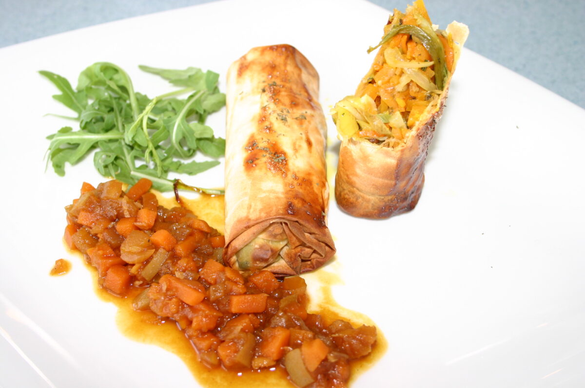 Herbstrollen mit Kürbis-Chutney