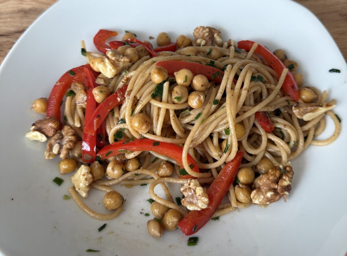 Herzhafte Nuss Spaghetti Mit Kichererbsen